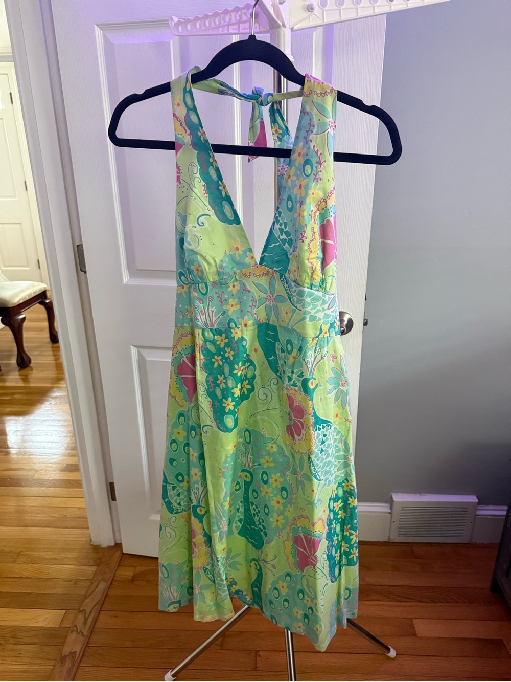 Lilly Pulitzer Light Green Floral Halter Dress
